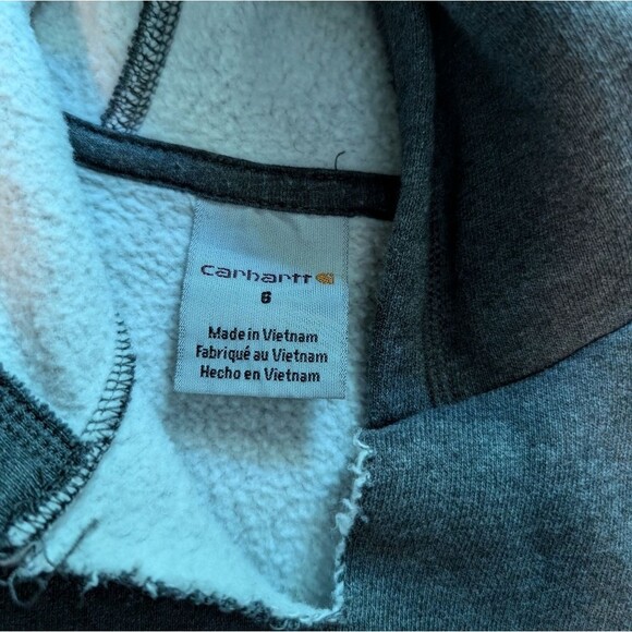 Boys Dark Gray Carhartt Hoodie, Size 6 - Picture 4 of 4